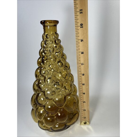 VTG 60s MCM Amber Honey Comb Bubble Glass Genie Bottle Vase. 3/25/24.C. - Picture 4 of 5